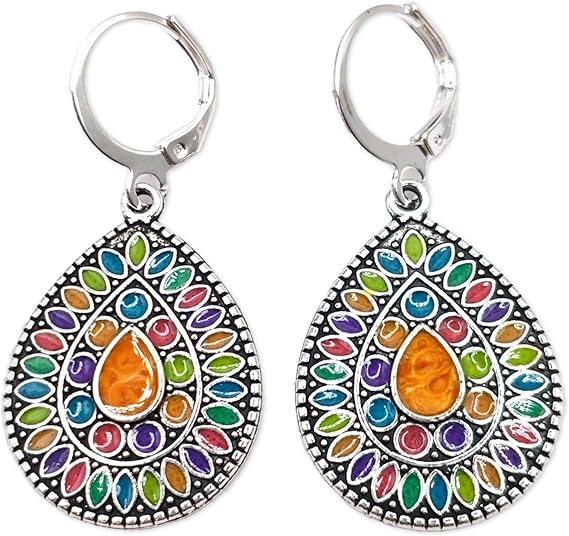 Boucles d'Oreilles Boho Colorées avec Créoles